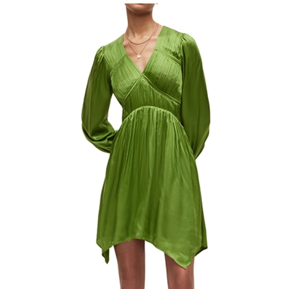 All Saints Vibrant Green Long Sleeve Dress